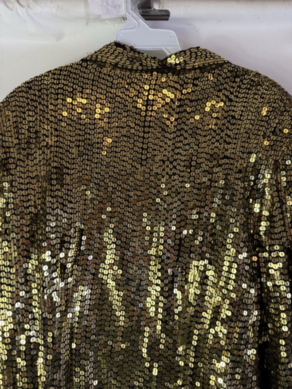 Vintage 80s Disco Gatsby Embellished Blazer Jacket Gold Silk Baggy - Picture 9 of 13